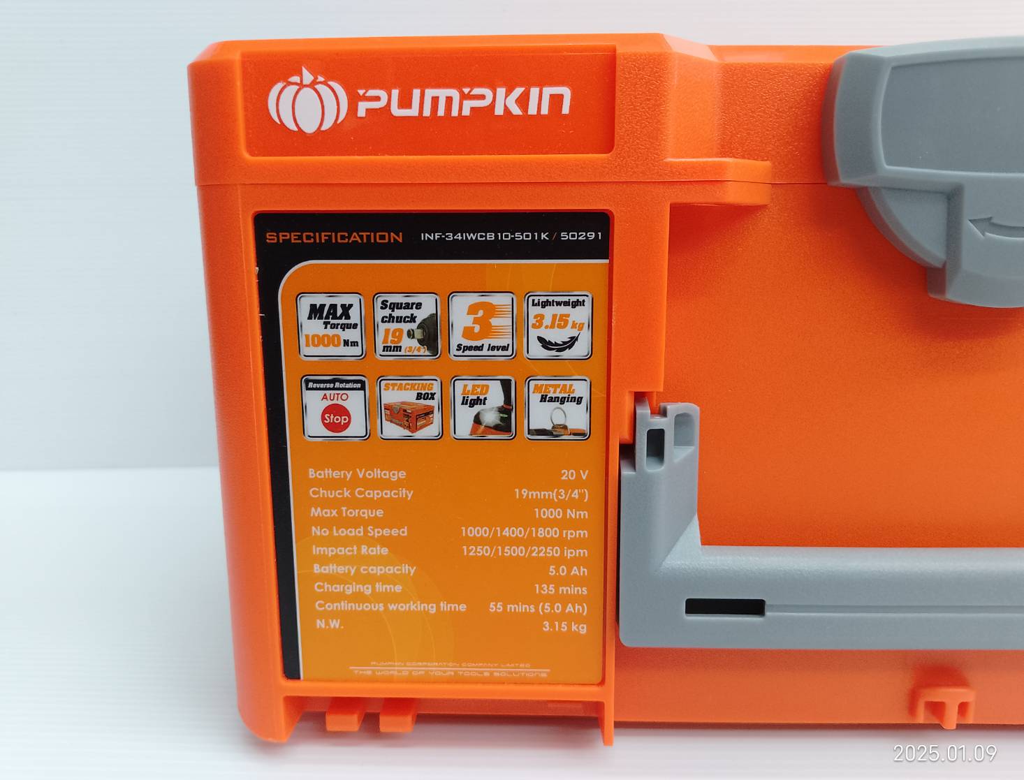 PUMPKIN บล็อกกระแทกไร้สาย 20v แรงบิดสูง 1000Nm. 3/4" INF-34IWCB10-501K 50291