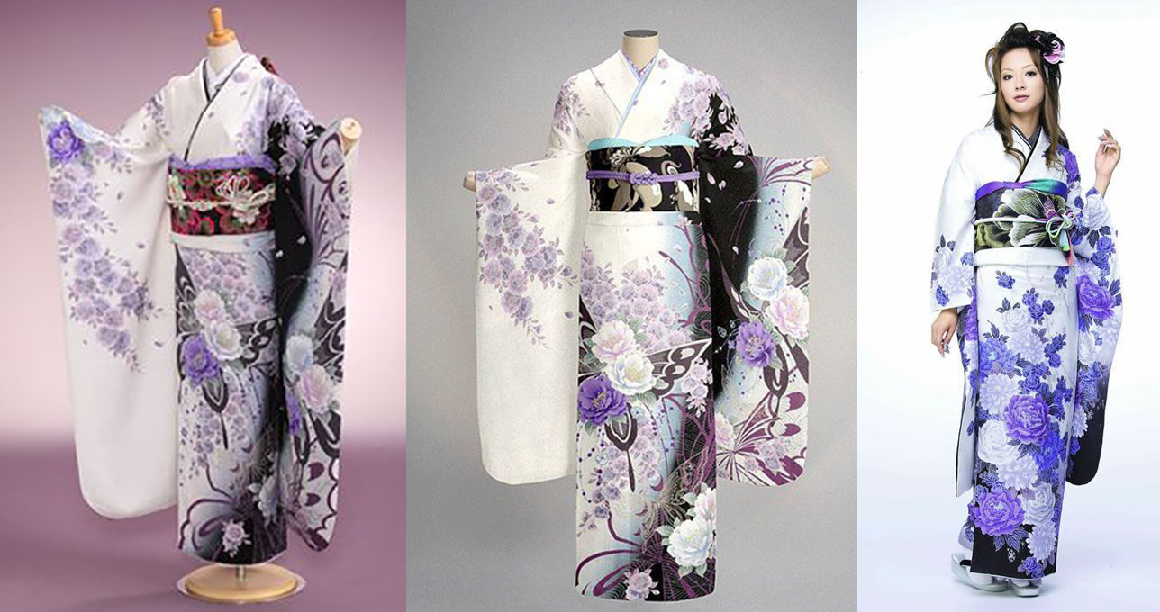 furisode kimono ขาว-ดำ001