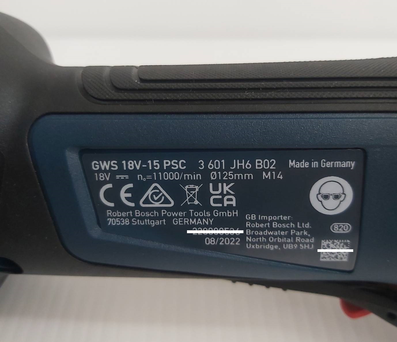 หินเจียร5" 18V GWS18V-15PSC BOSCH สวิทช์เซฟตี้ปรับรอบได้