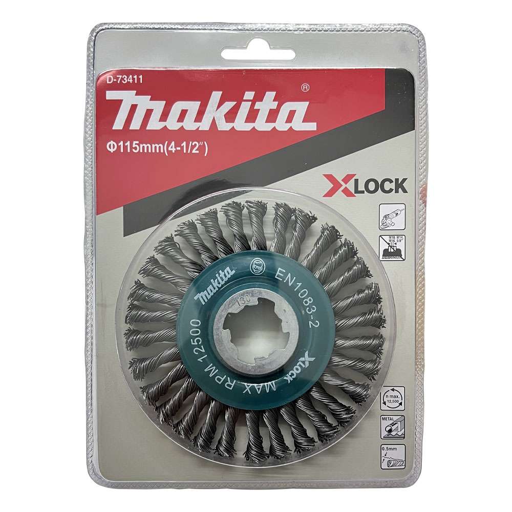 แปรงล้อลวดถักเกลียว115mm (4-1/2″) Steel 0.5mm MAKITA D-73411
