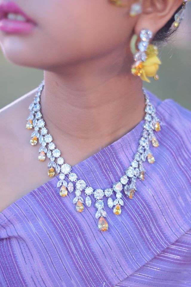 CZ016 สีเหลือง เครื่องประดับเพชร CZ เกรดพรีเมี่ยม