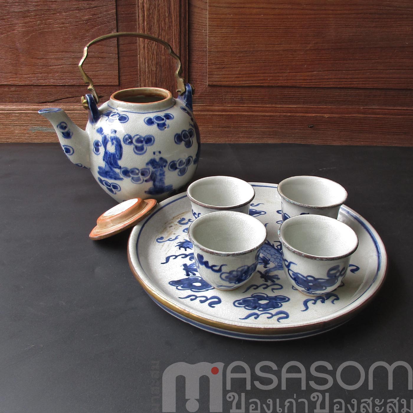 ชุดน้ำชาลายครามจีนของเก่า