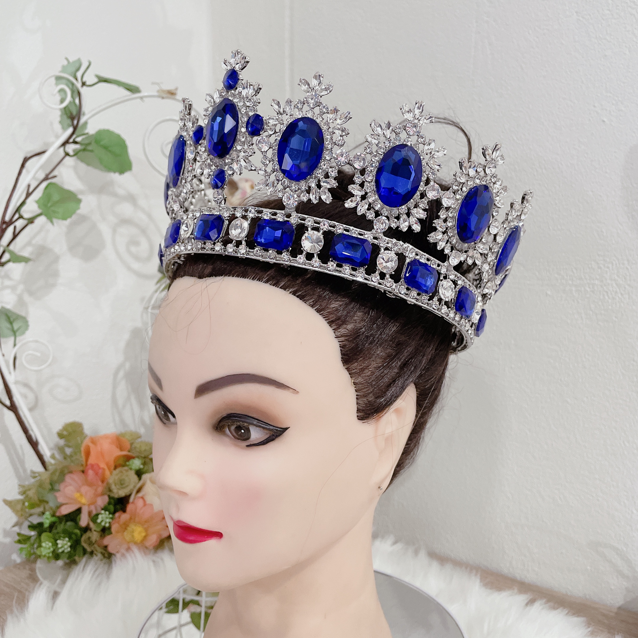 (พร้อมส่ง) มงกุฏผู้ชาย 027 สีน้ำเงิน มงกุฎผู้ชาย มงกุฎพระราชา มงกุฎประกวด