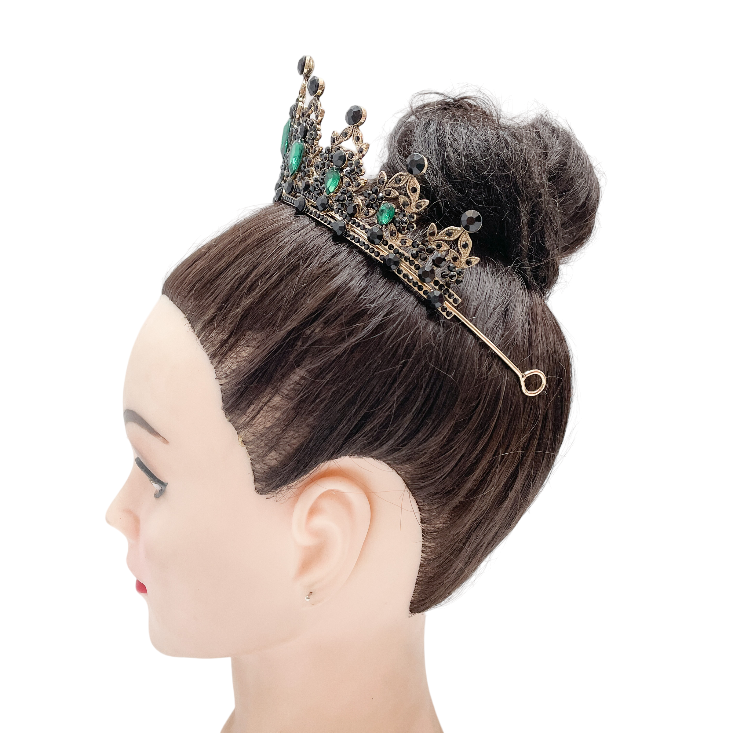 (พร้อมส่ง) มงกุฎสีดำ 146 สีดำ-เขียว งานสวย ปราณีต QCเพชรทุกเม็ด สินค้าพร้อมส่งจากไทย