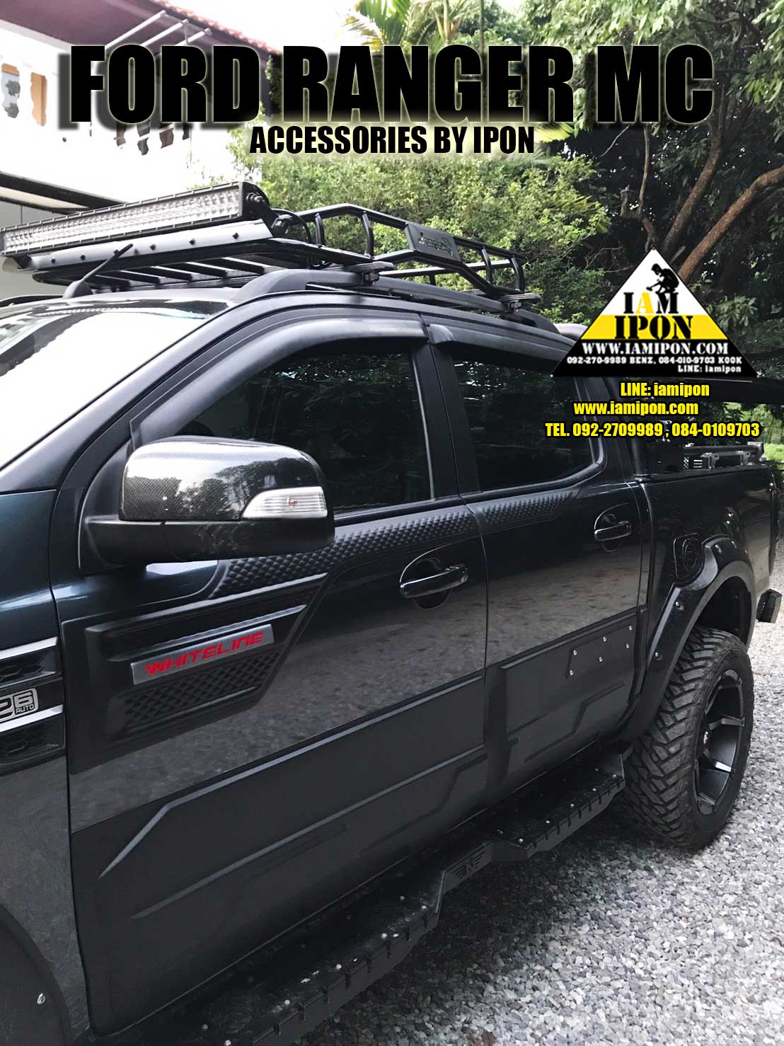 BODY SIDE CLADDING FORD RANGER T6-MC 4D FLATBLACK กาบประตูข้าง 4 ประตูดำด้านฟอร์ดเรนเจอร์ T6-MC