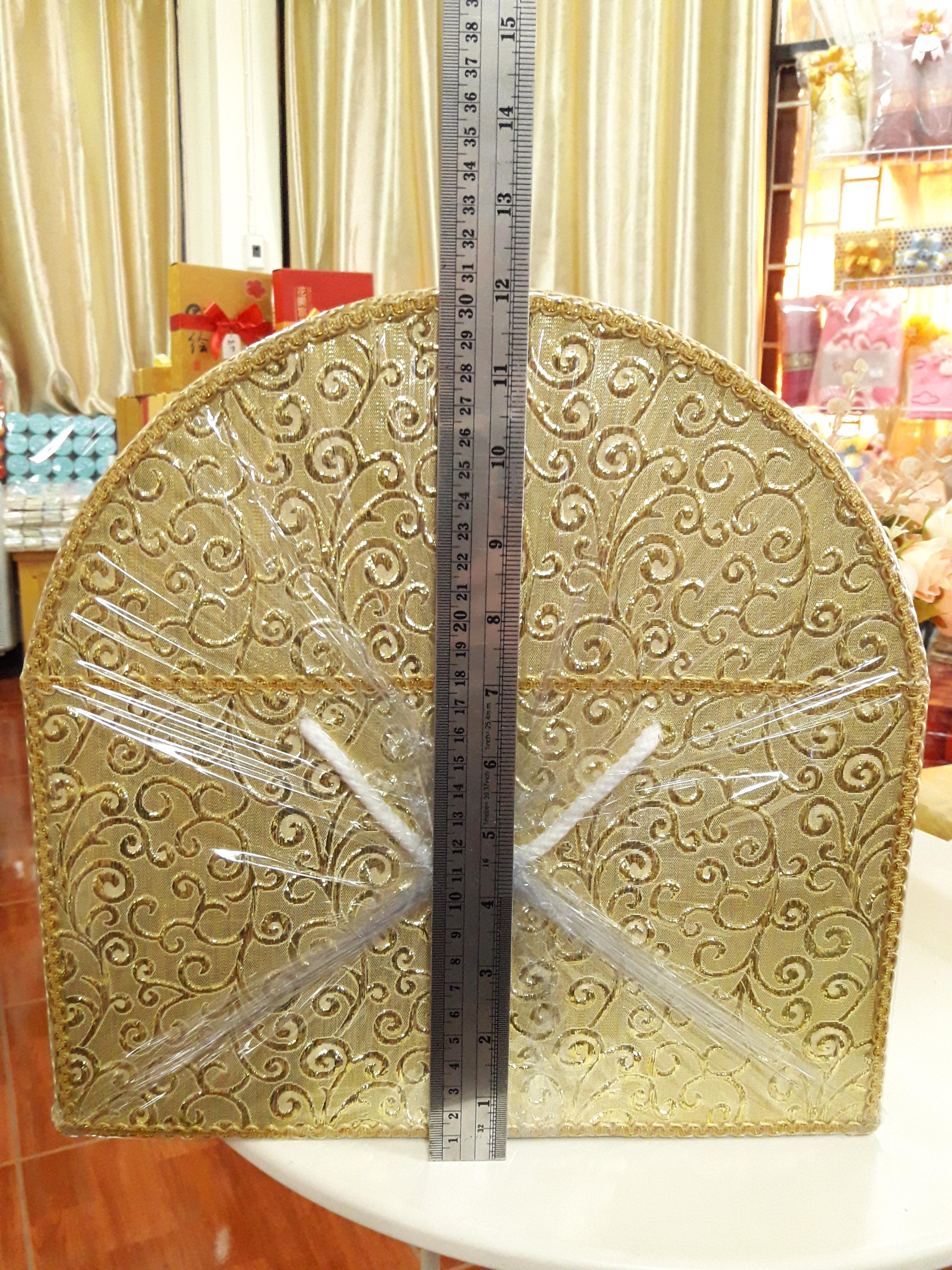 กล่องรับซองสีทอง ผ้าหนังลายนูน