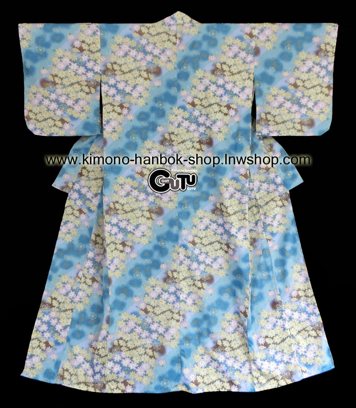 ยูกาตะ สีผ้าลายดอกไม้01(*ชุดสุดท้าย)