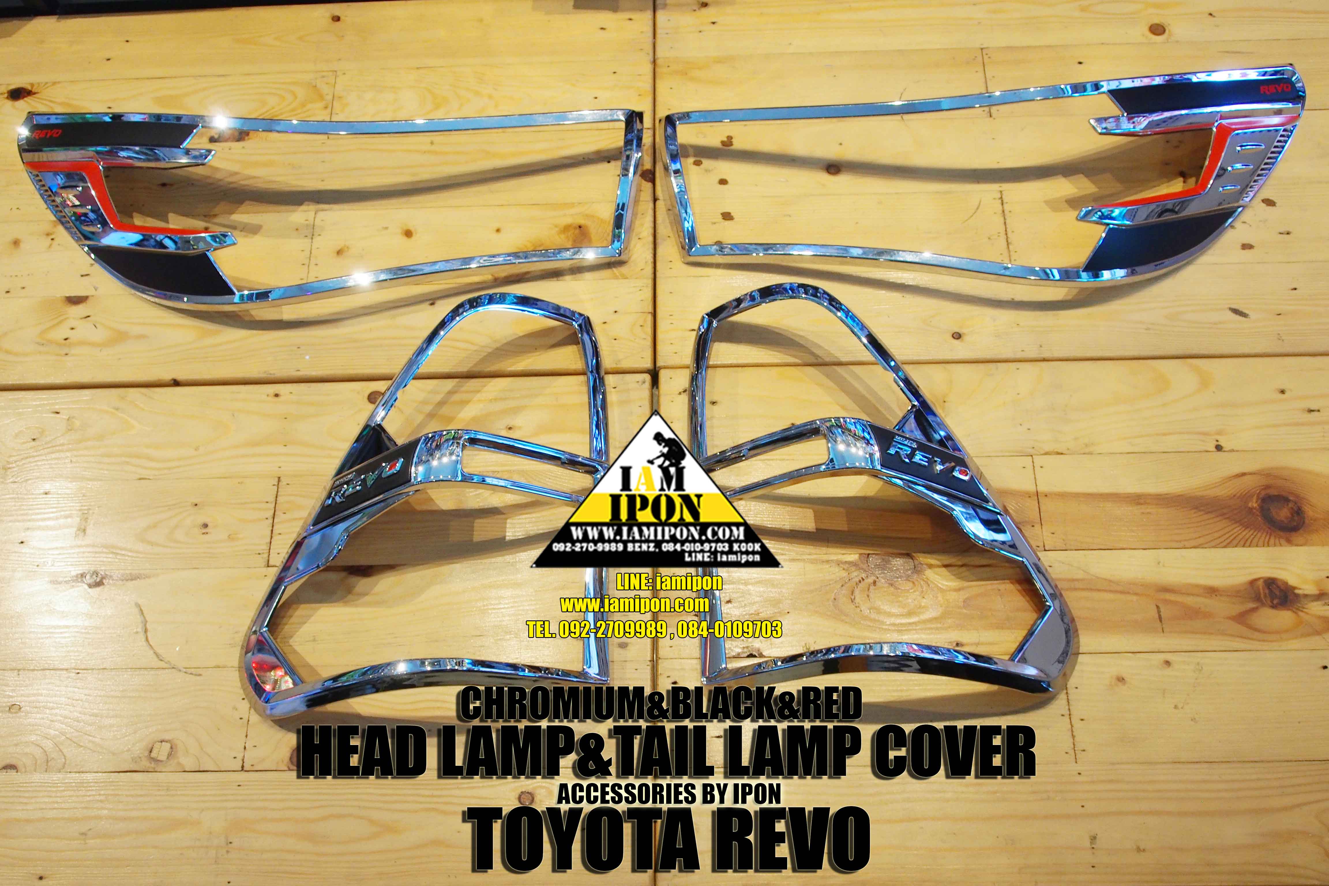 HEAD LAMP COVER TOYATA REVO CHROMIUM&BLACK&RED ครอบไฟหน้าโครเมียมดำแดงโตโยต้ารีโว้