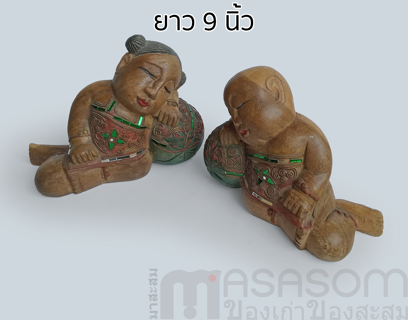 ตุ๊กตาไม้แกะสลักเด็กจีนนั่งหนุนแตง