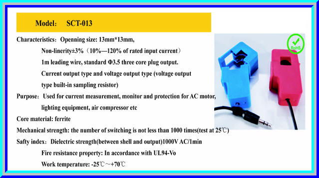 1x เซ็นเซอร์หม้อแปลงวัดกระแส SCT-013-030 CT 0-30A to 0-1V (Current Transformer Sensor)