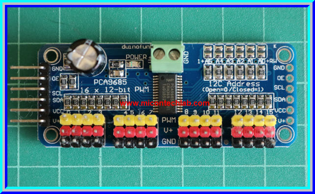 1x แผงวงจรควบคุมเซอร์โว PCA9685 16-Channel 12-bit I2C