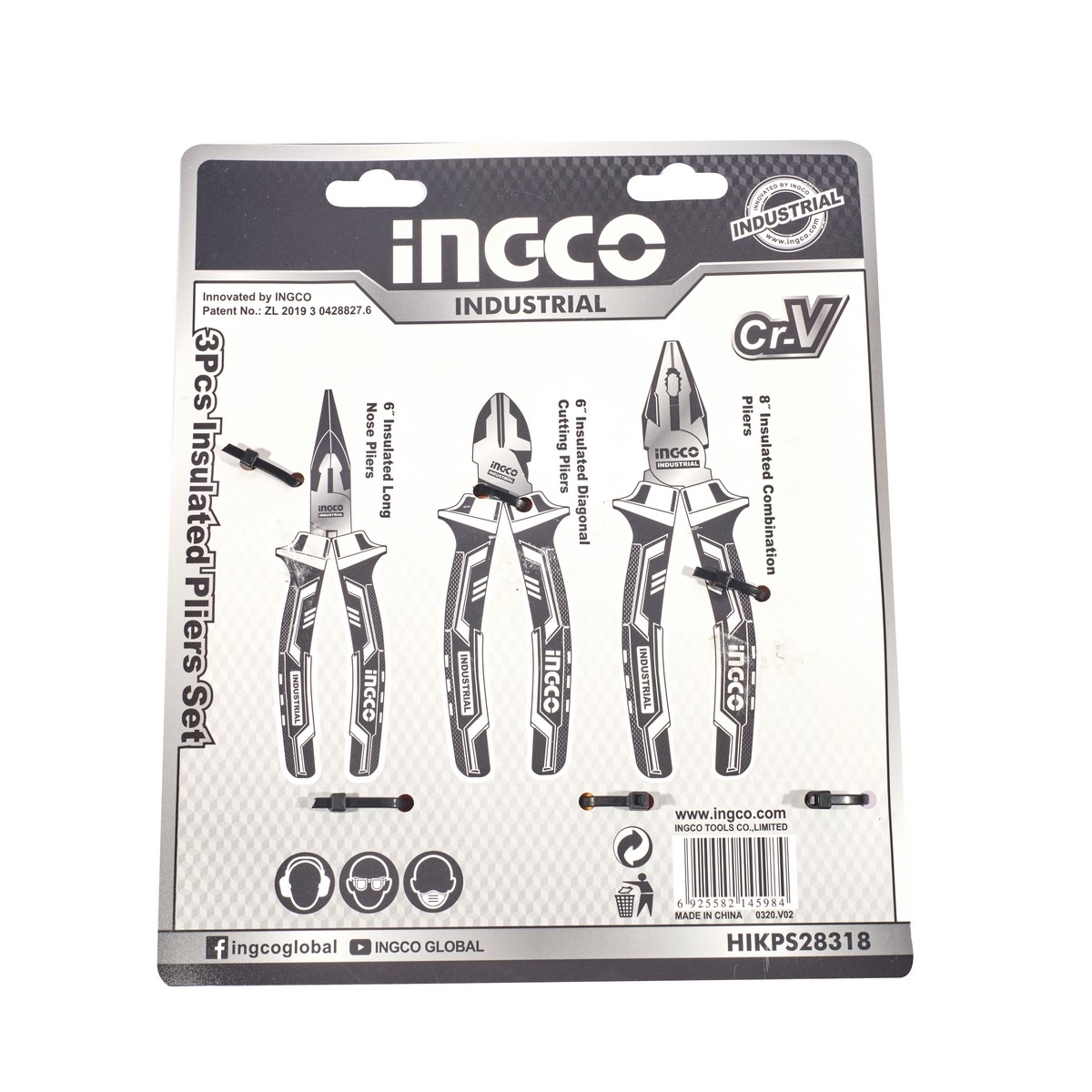 INGCO ชุดคีม VDE หุ้มฉนวนกันไฟฟ้า 3 ชิ้น รุ่น HIKPS28318