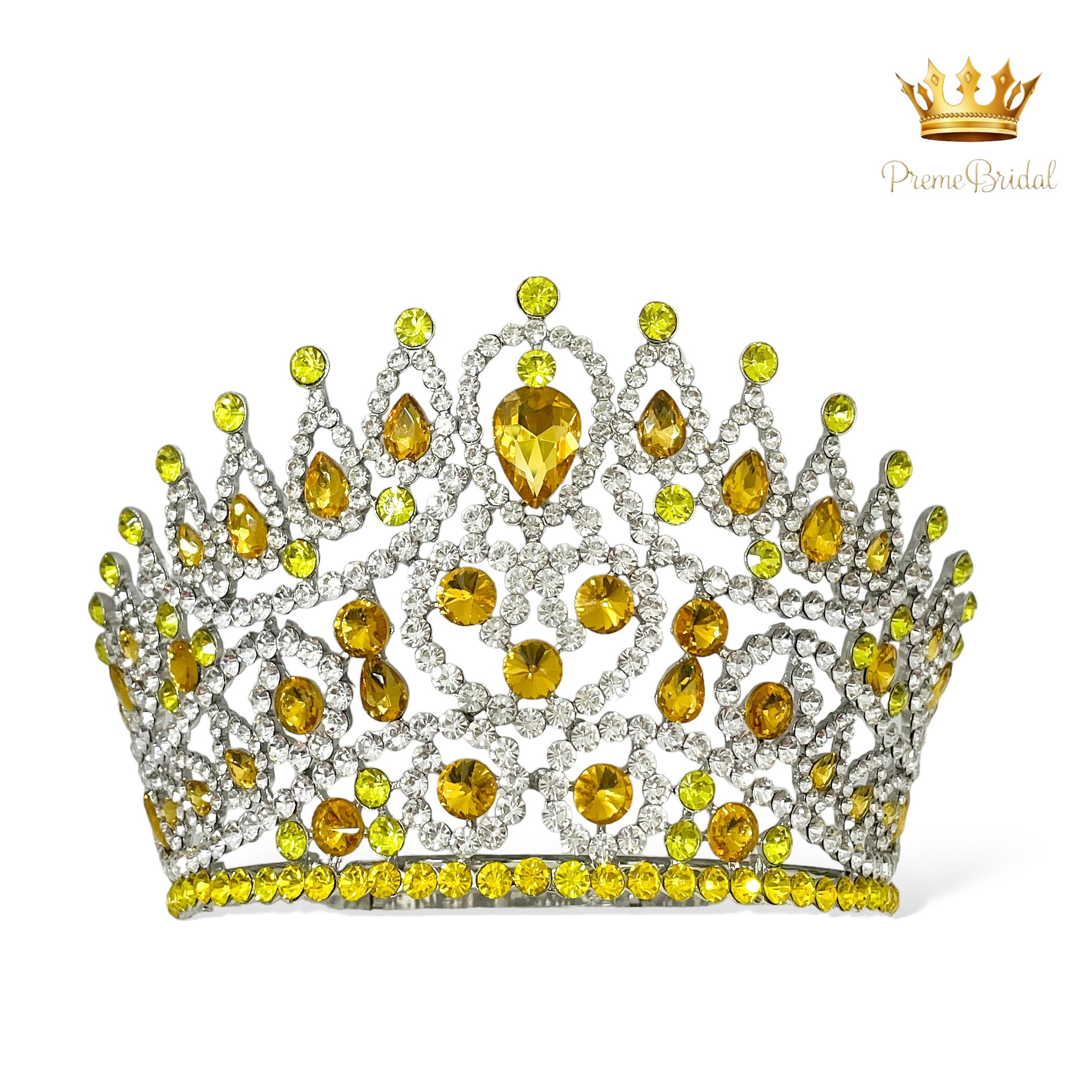 (พร้อมส่งจากไทย) มงกุฏ 121 สีเหลือง งานสวย งานนางงาม รุ่นฐานกลม ปรับขนาดได้ ส่งด่วน ส่งจาก จ.อุบลราชธานี