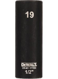 DEWALT ลูกบ๊อกซ์ยาว 1/2 นิ้ว(4 หุน) ขนาด 19 มม. DT7553-QZ