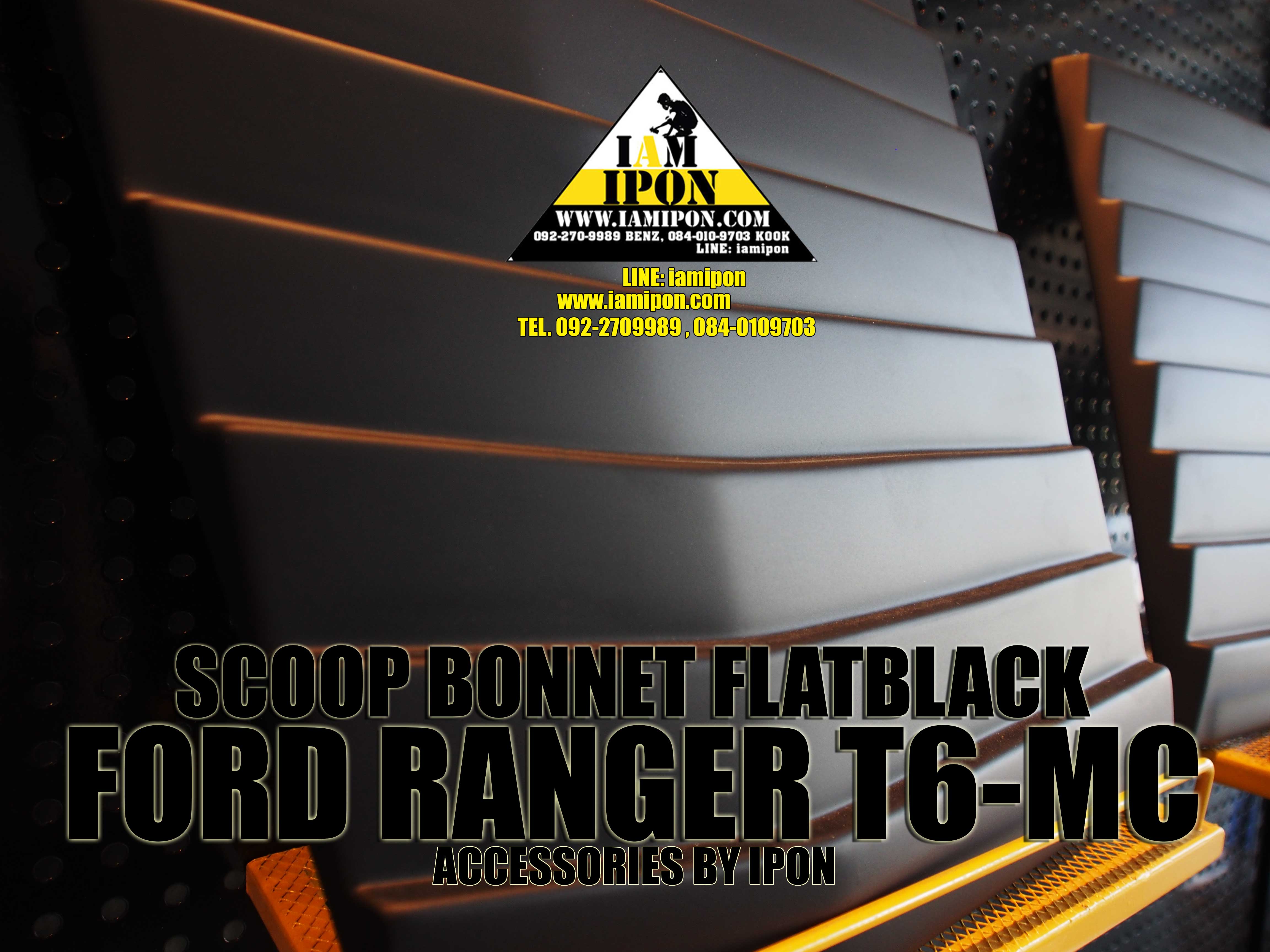SCOOP BONNET FLATBLACK FORD RANGER T6-MC WITH 3M สกู๊ปหลอกฝากระโปรงหน้าดำด้านฟอร์ดเรนเจอร์ T6-MC