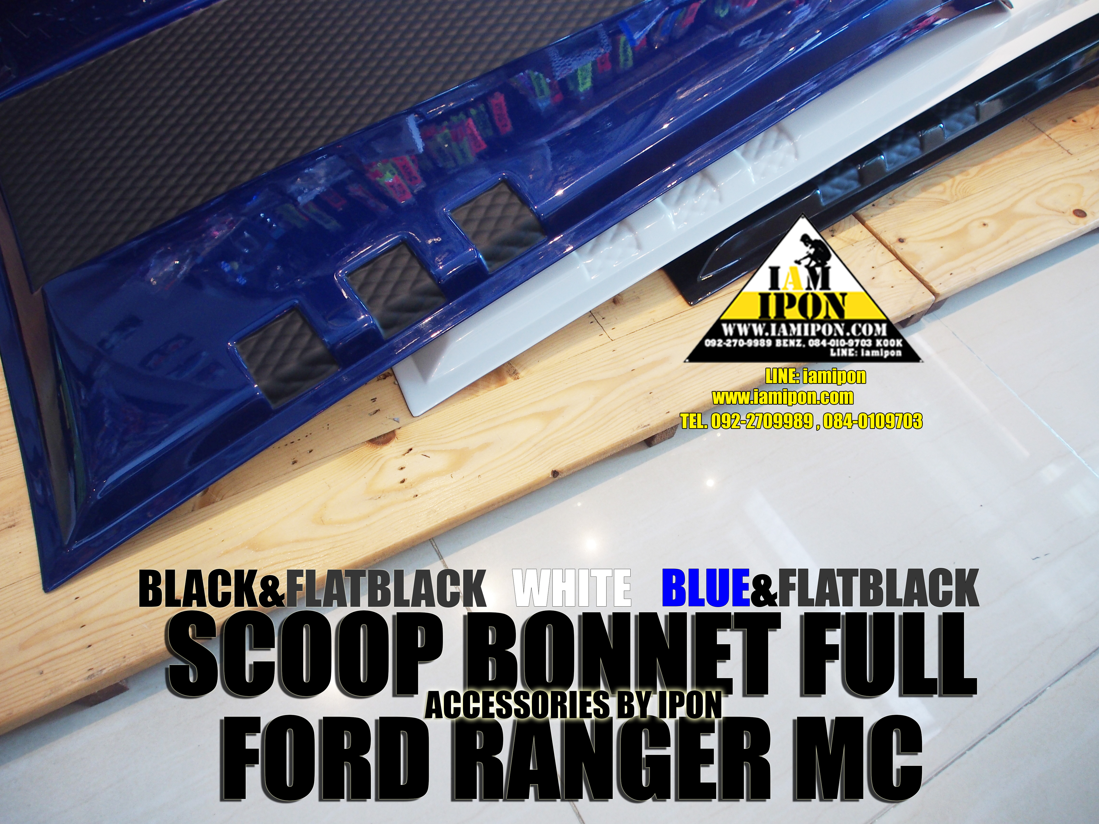SCOOP BONNET FULL FORD RANGER MC 2015 สกู๊ปหลอกสีดำแบบเต็มฟอร์ดเอ็มซี 3 แบบ 3 สี 3 สไตล์
