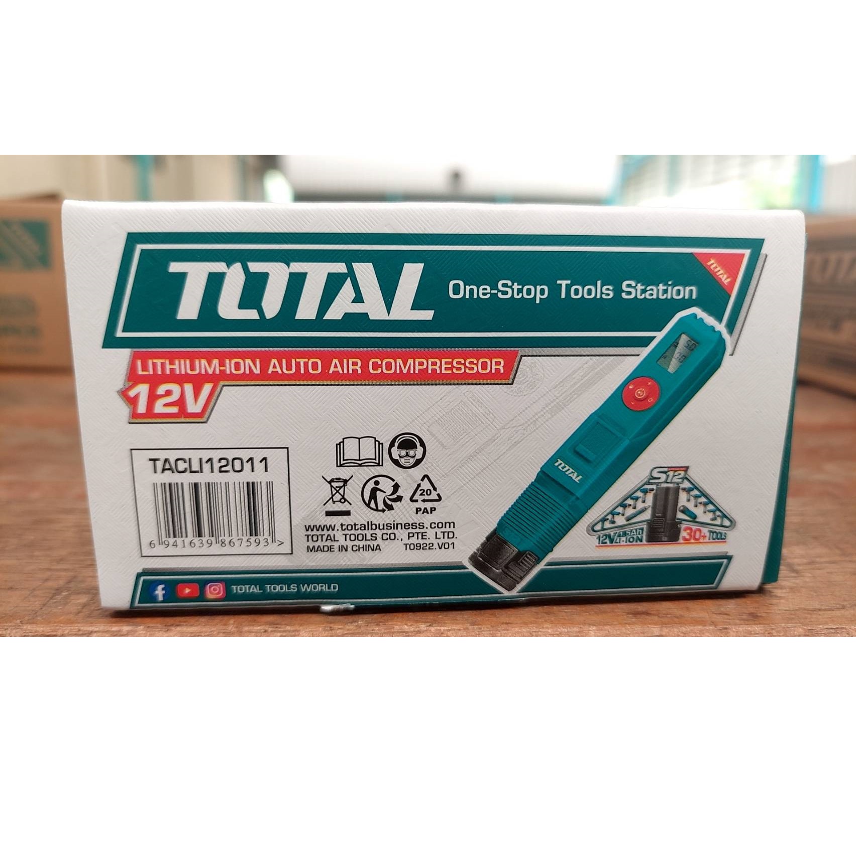 ปั้มลมมินิ12V TACLI12011 TOTAL ครบชุดพร้อมแบต พร้อมที่ชาร์จ