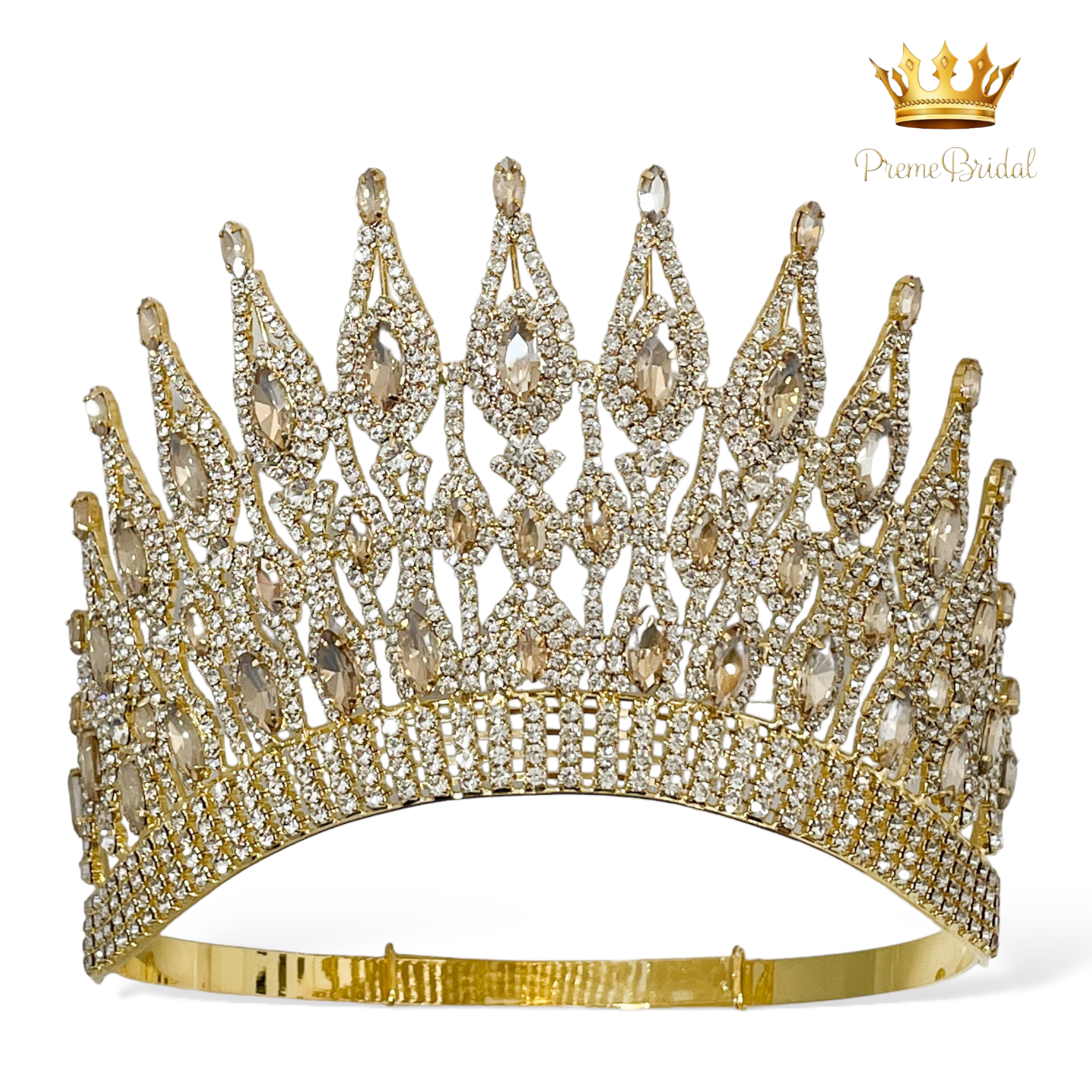 (พร้อมส่งจากไทย) มงกุฏ 119 สีเหลืองทอง งานสวย งานนางงาม รุ่นฐานกลม ปรับขนาดได้ ส่งด่วน ส่งจากไทย