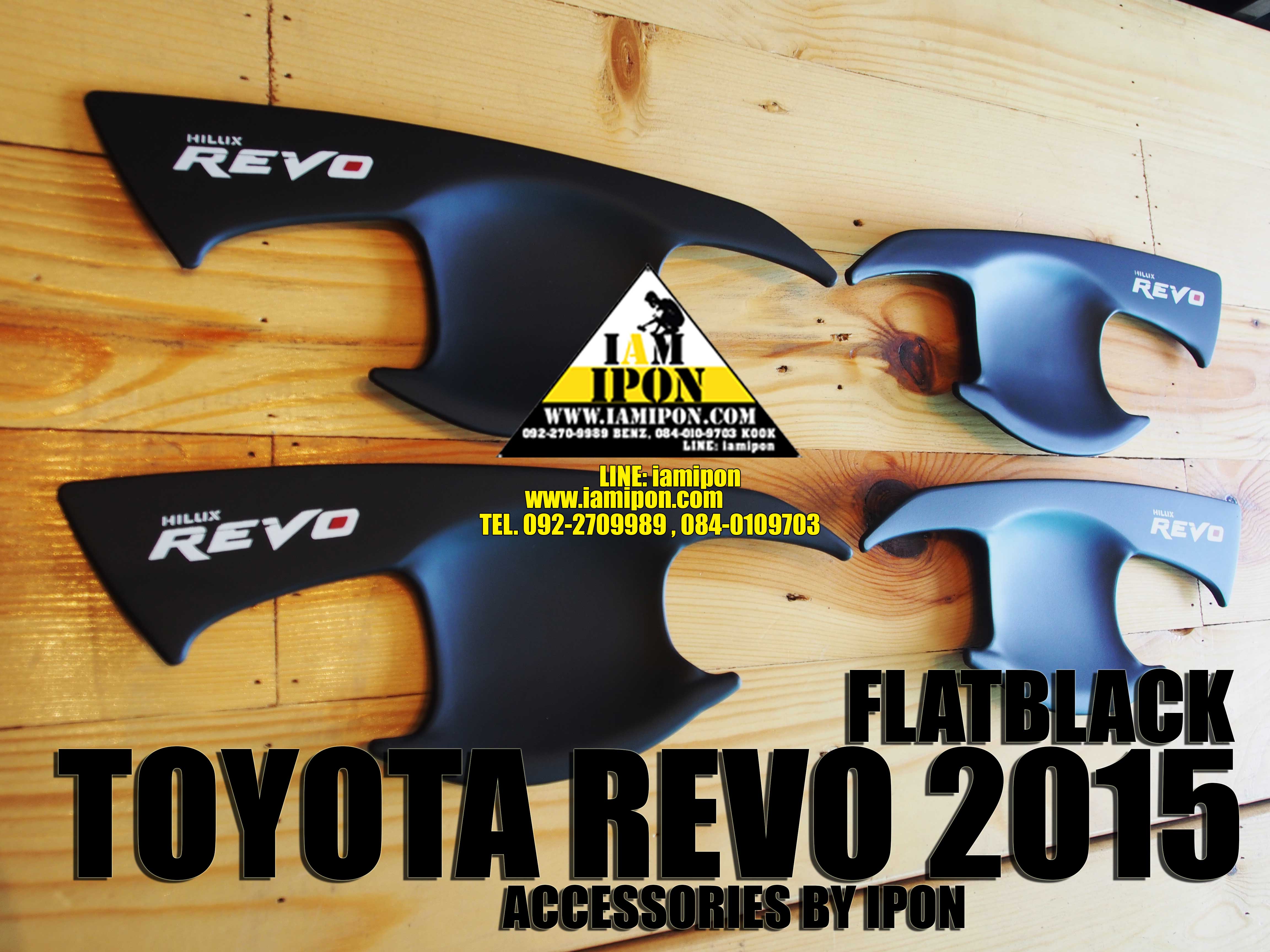 PLATE DOOR HANDLE BLACK WHITE TOYOTA HILUX REVO 2015 เบ้ารองมือเปิดดำด้านโลโก้ขาว รีโว่