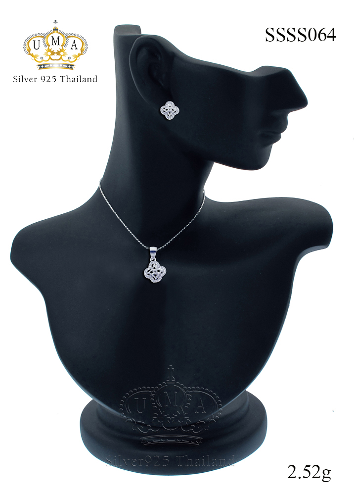 ต่างหูพร้อมจี้ ( เงิน ) = Earring with Pendant ( Silver )