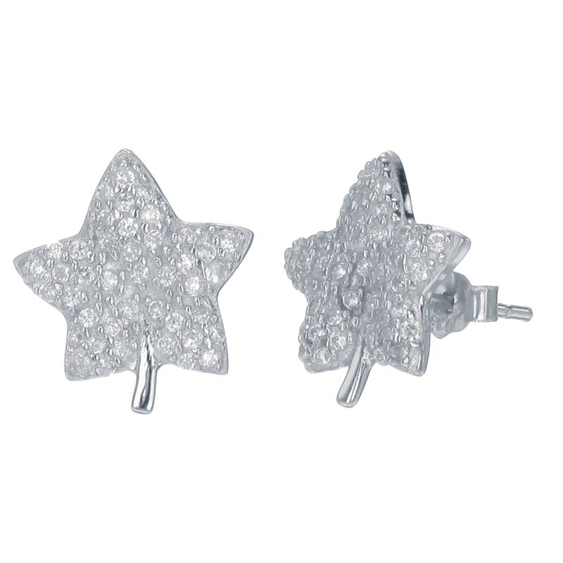 ต่างหูเงินแท้925ประดับเพรชแท้สวิส