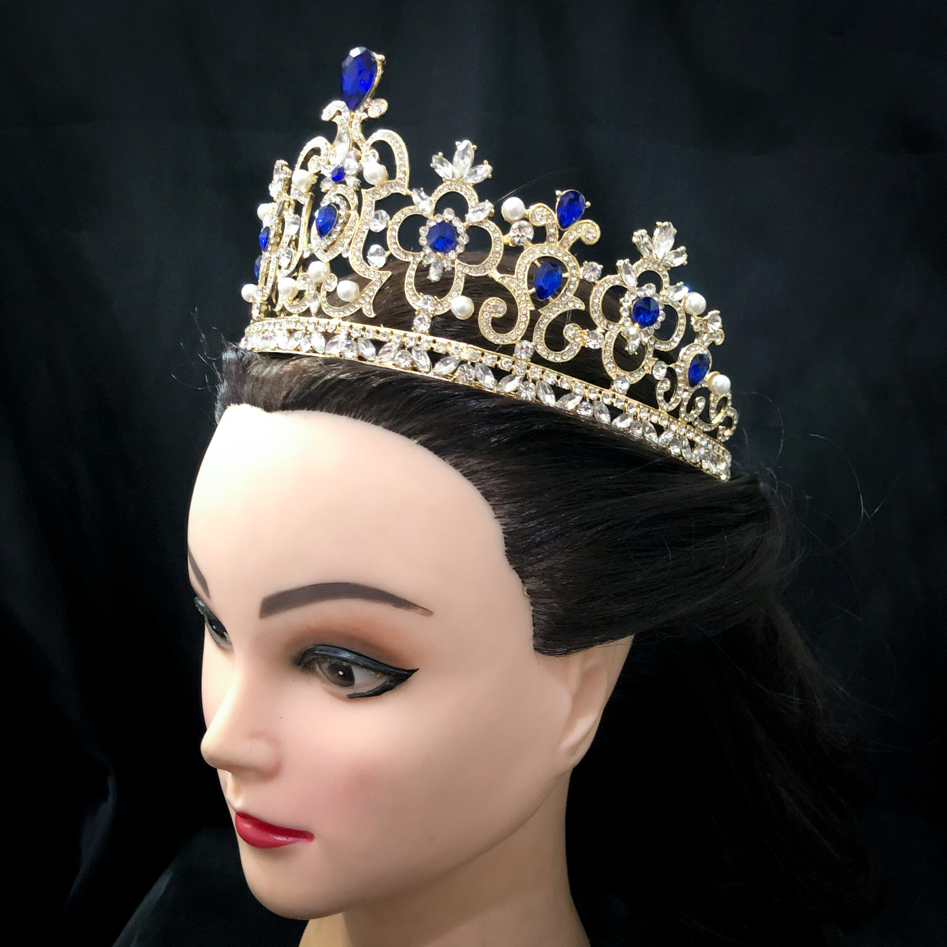 (พร้อมส่ง) เทียร่า 242 น้ำเงิน มงกุฎนางงาม มงกุฎเจ้าหญิง งานสวย ปราณีต QCเพชรทุกเม็ด สินค้าพร้อมส่งจากไทย