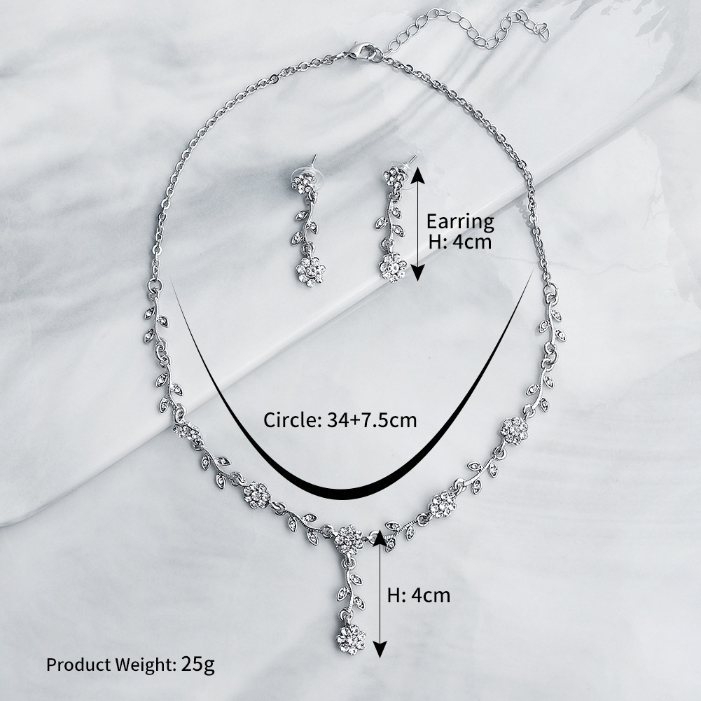 (พร้อมส่ง) สร้อยคอเพชร+ต่างหูแบบเข็ม 013 สร้อยคอใส่ออกงาน สวยหรูดูแพง