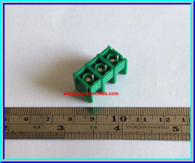 1x Terminal Block Connector 3 Pins Pitch 7.62 mm Barrier Type (Green Color)