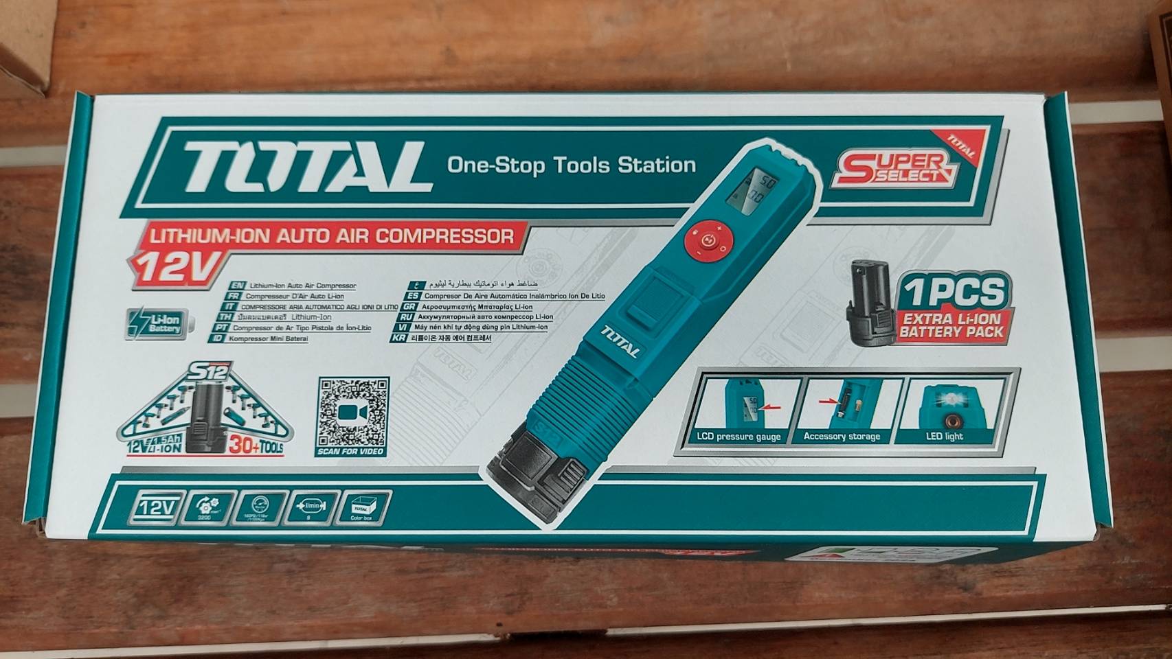 ปั้มลมมินิ12V TACLI12011 TOTAL ครบชุดพร้อมแบต พร้อมที่ชาร์จ