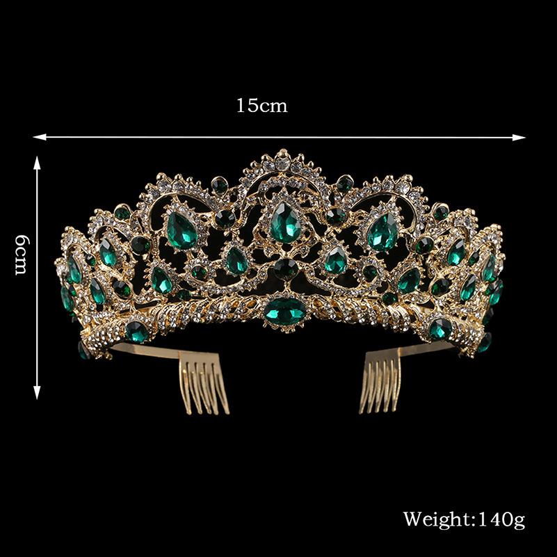 (พร้อมส่ง) เทียร่า 024 สีเขียว มงกุฎนางงาม มงกุฎเจ้าหญิง งานสวย ปราณีต QCเพชรทุกเม็ด สินค้าพร้อมส่งจากไทย