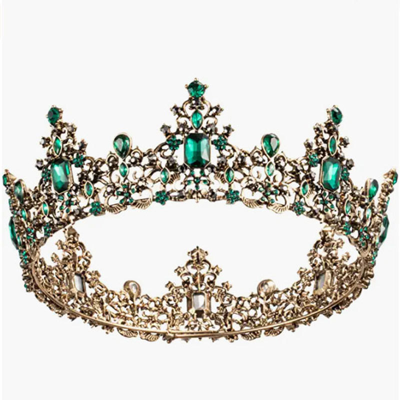 (พร้อมส่ง) มงกุฏ 066 สีเขียว มงกุฎนางงาม มงกุฎเจ้าชาย มงกุฎสไตล์วินเทจ งานสวย QCเพชรทุกเม็ดไมมีหลุด