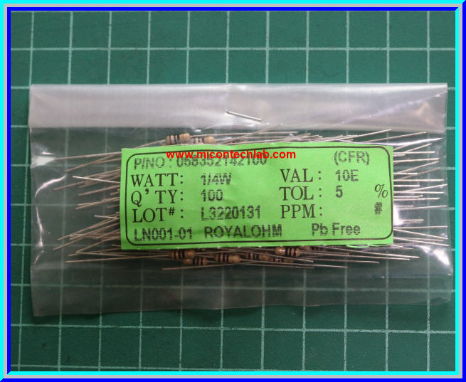 100x Resistor 10 Ohm 1/4 Watt 5% Cabon Resistor