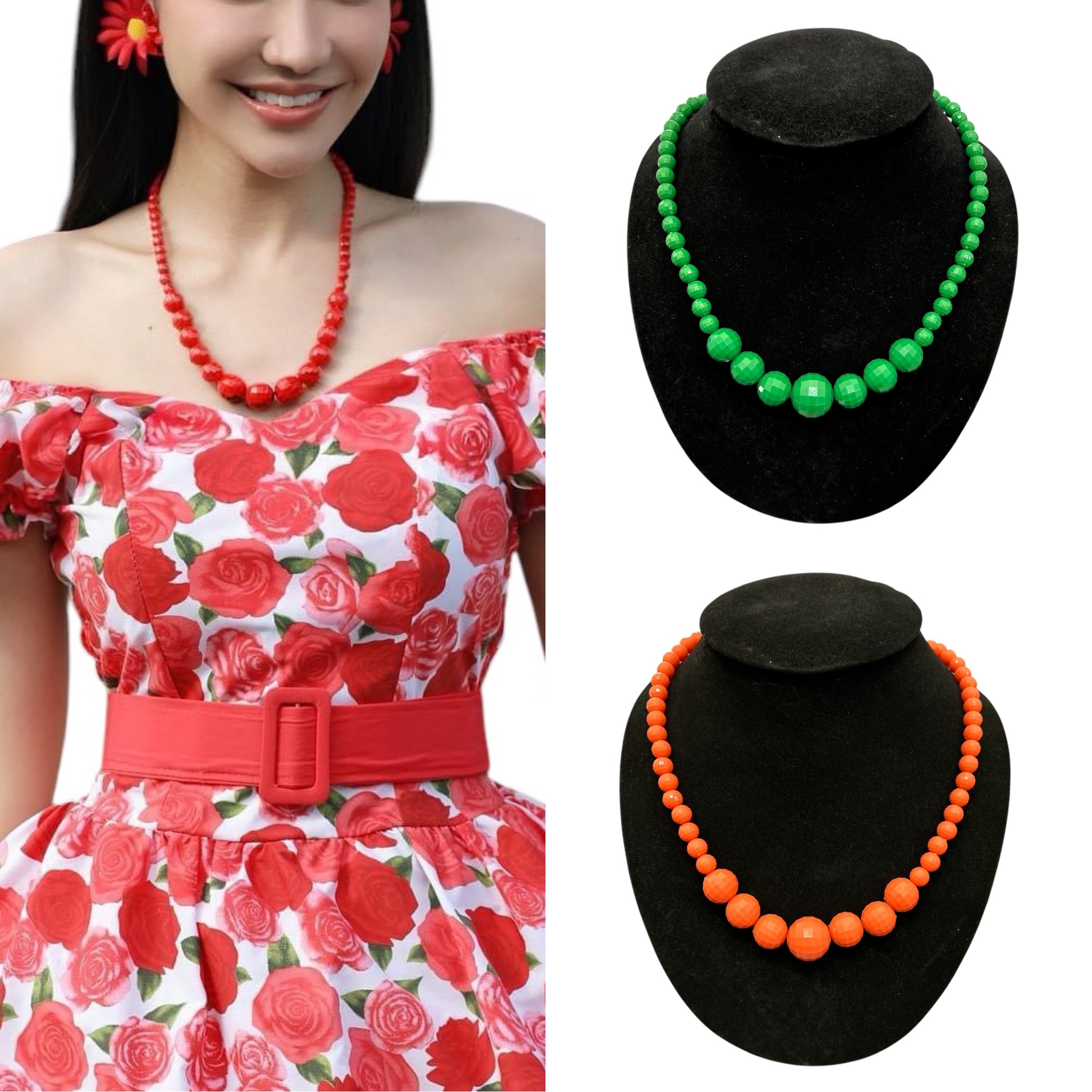 (พร้อมส่ง) สร้อยทองกวาว ย้อนยุค งานลูกปัด สวยจี๊ด