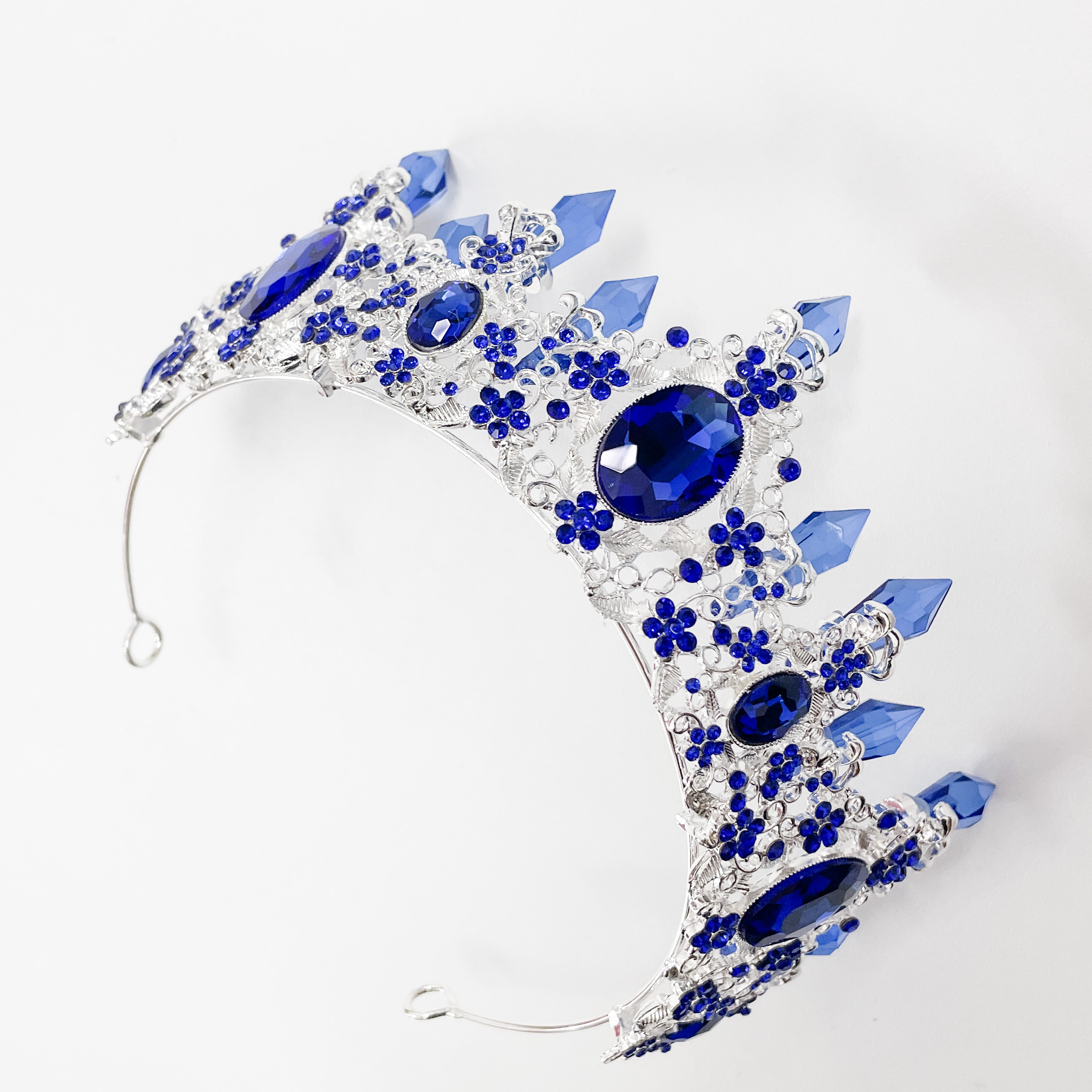 (พร้อมส่ง) เทียร่า 041 สีน้ำเงิน มงกุฎนางงาม มงกุฎเจ้าหญิง งานสวย ปราณีต QCเพชรทุกเม็ด สินค้าพร้อมส่งจากไทย