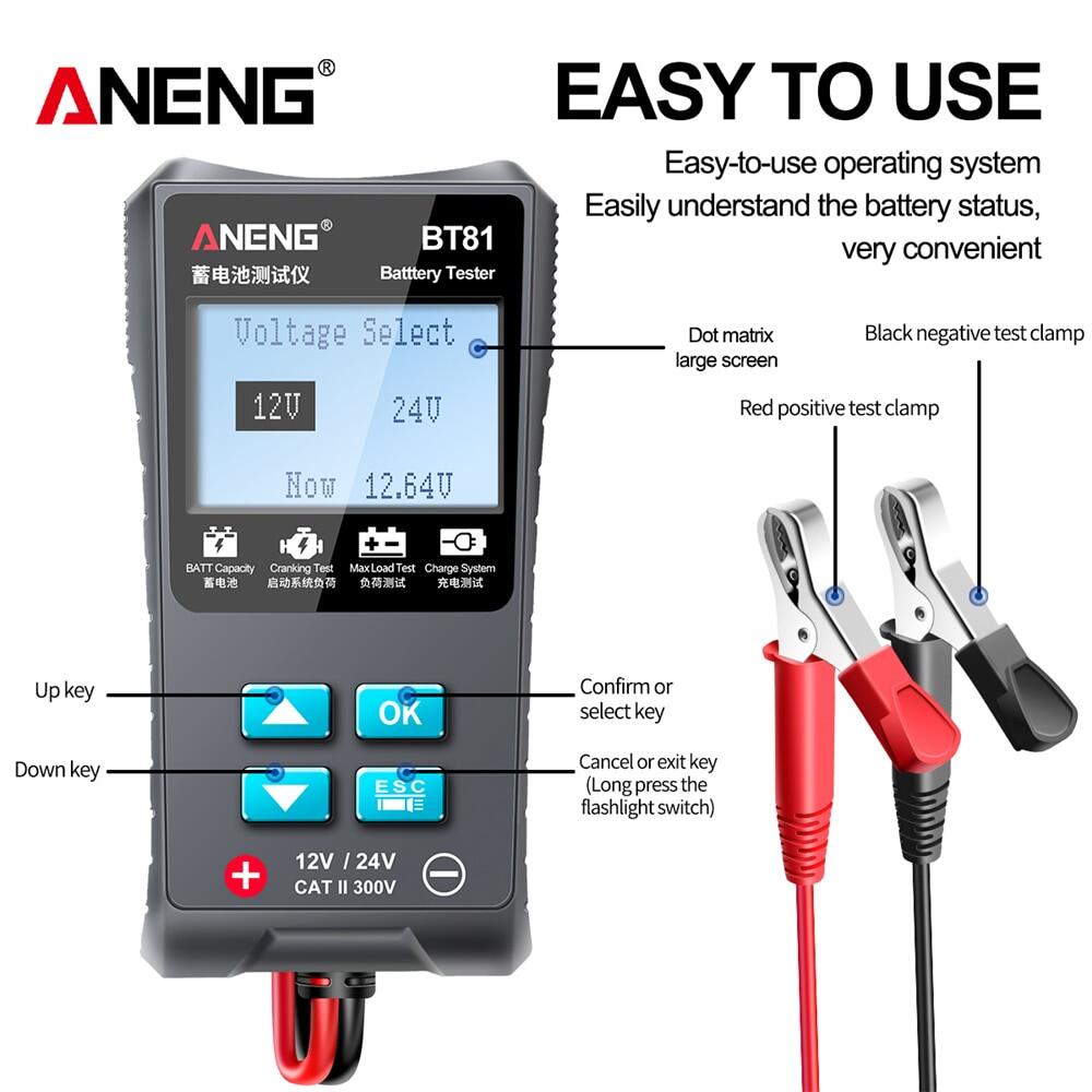 เครื่องทดสอบแบตเตอรี่12V/24V รุ่น BT81 ANENG