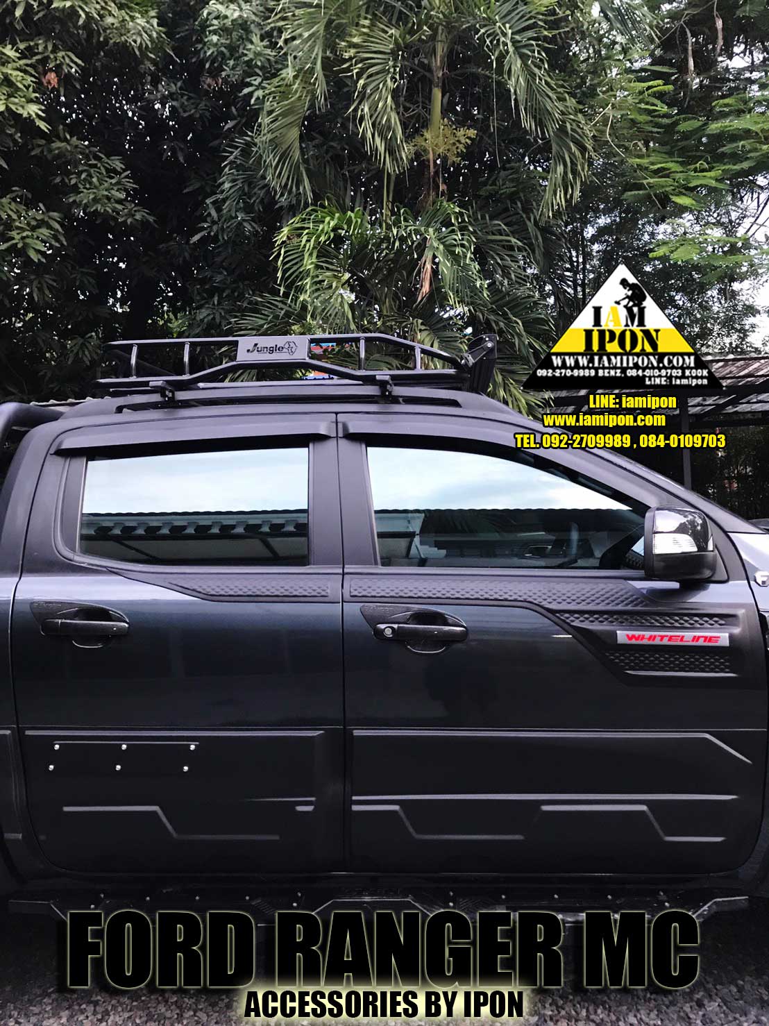 BODY SIDE CLADDING FORD RANGER T6-MC 4D FLATBLACK กาบประตูข้าง 4 ประตูดำด้านฟอร์ดเรนเจอร์ T6-MC