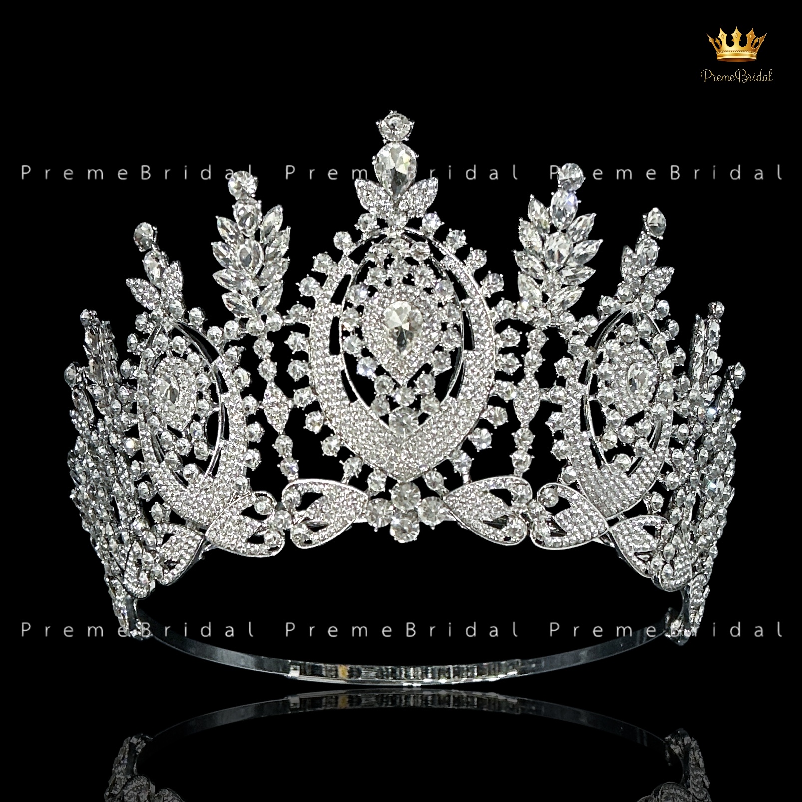 (พร้อมส่งจากไทย) มงกุฏ 141 สีเงิน ขนาดใหญ่ไซส์นางงาม งานสวย งานโลหะฐานกลมปรับขนาดได้ ส่งด่วน ส่งจาก จ.อุบลราชธานี