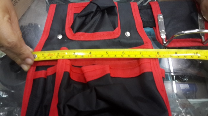 กระเป๋าเครื่องมือช่างคาดเอว พร้อมเข็มขัด ดำ-แดง