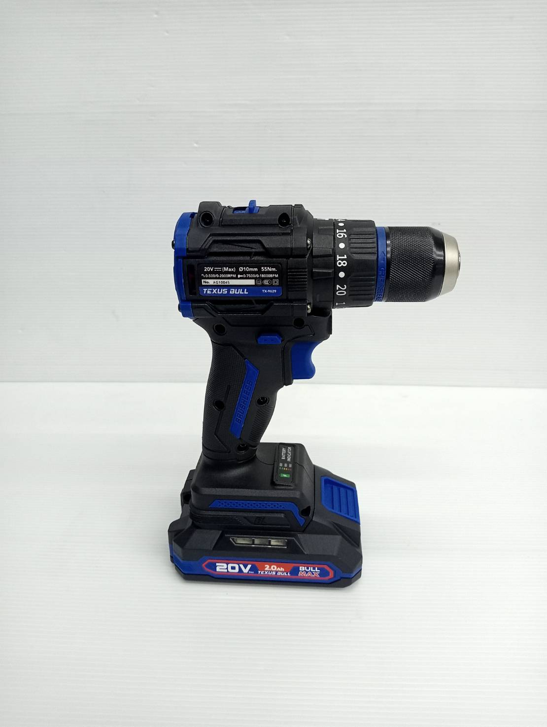 TEXUS BULL สว่านกระแทกไร้สาย คอสั้น 55Nm 20V แบตเตอรี่ 2.0Ahx2 Impact Drill TX-9633