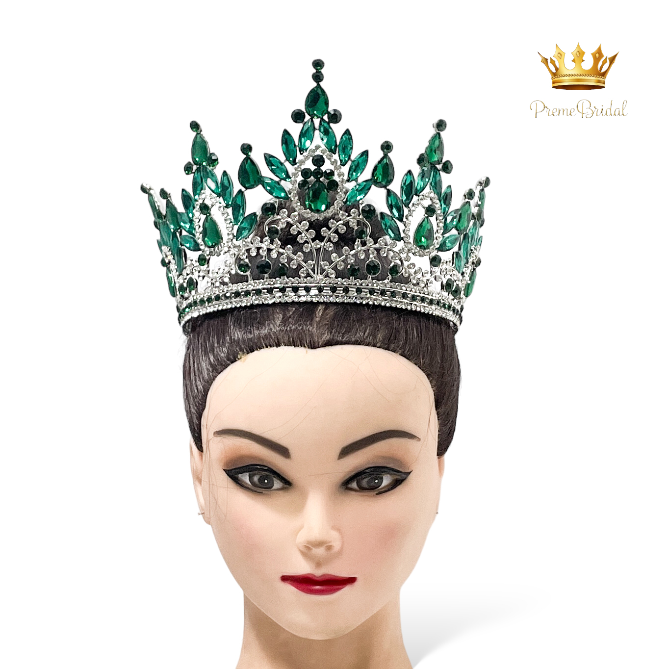 (พร้อมส่งจากไทย) มงกุฏ 120 สีเขียว งานสวย งานนางงาม รุ่นฐานกลม ปรับขนาดได้ ส่งด่วน ส่งจาก จ.อุบลราชธานี