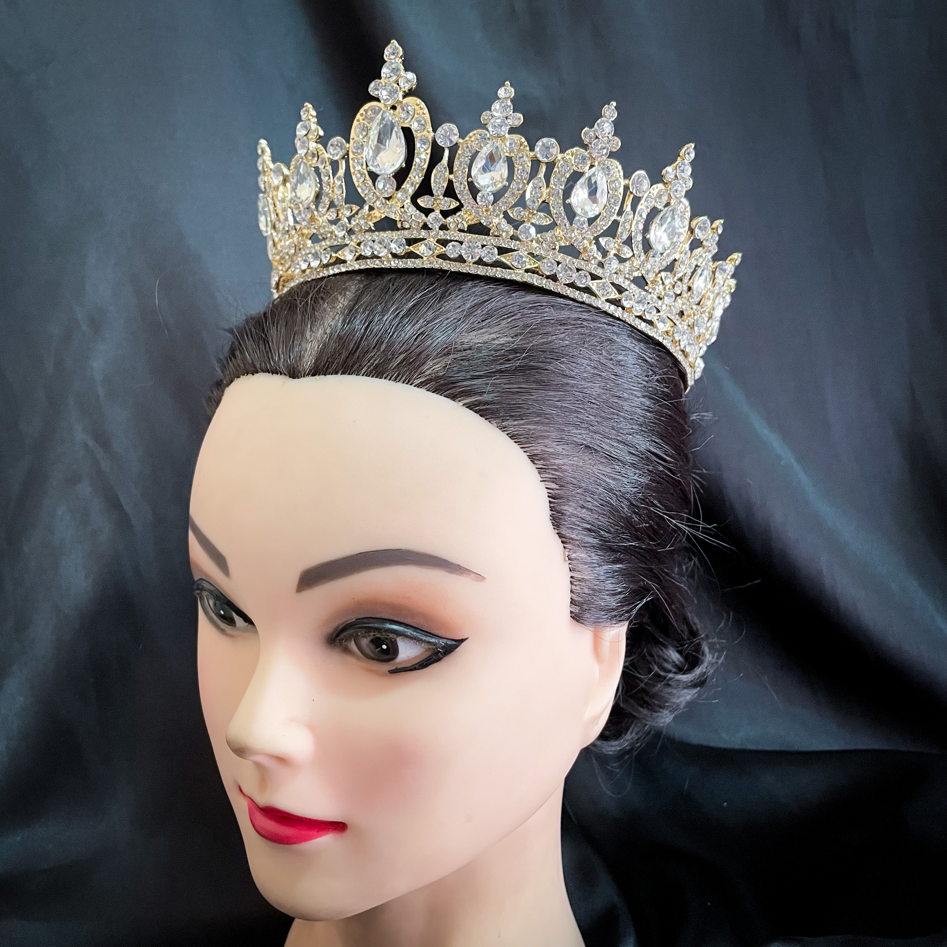 (พร้อมส่ง) มงกุฏ 074 สีทอง มงกุฎนางงาม มงกุฎประกวด สีเงิน เพชรวาว งานสวย งานละเอียด