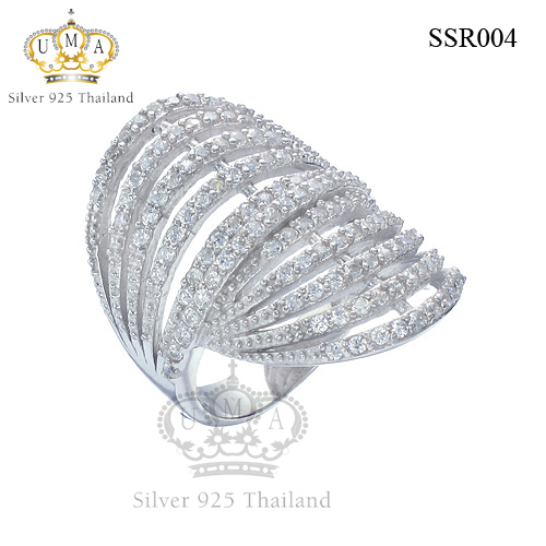 แหวนเงินแท้925เพรชประดับเพรชแท้สวิส เกรดดี น้ำใส