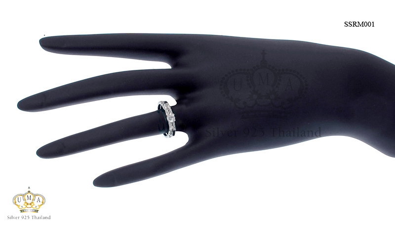 แหวนเงินแท้925เพรชประดับเพรชแท้สวิส เกรดดี น้ำใส