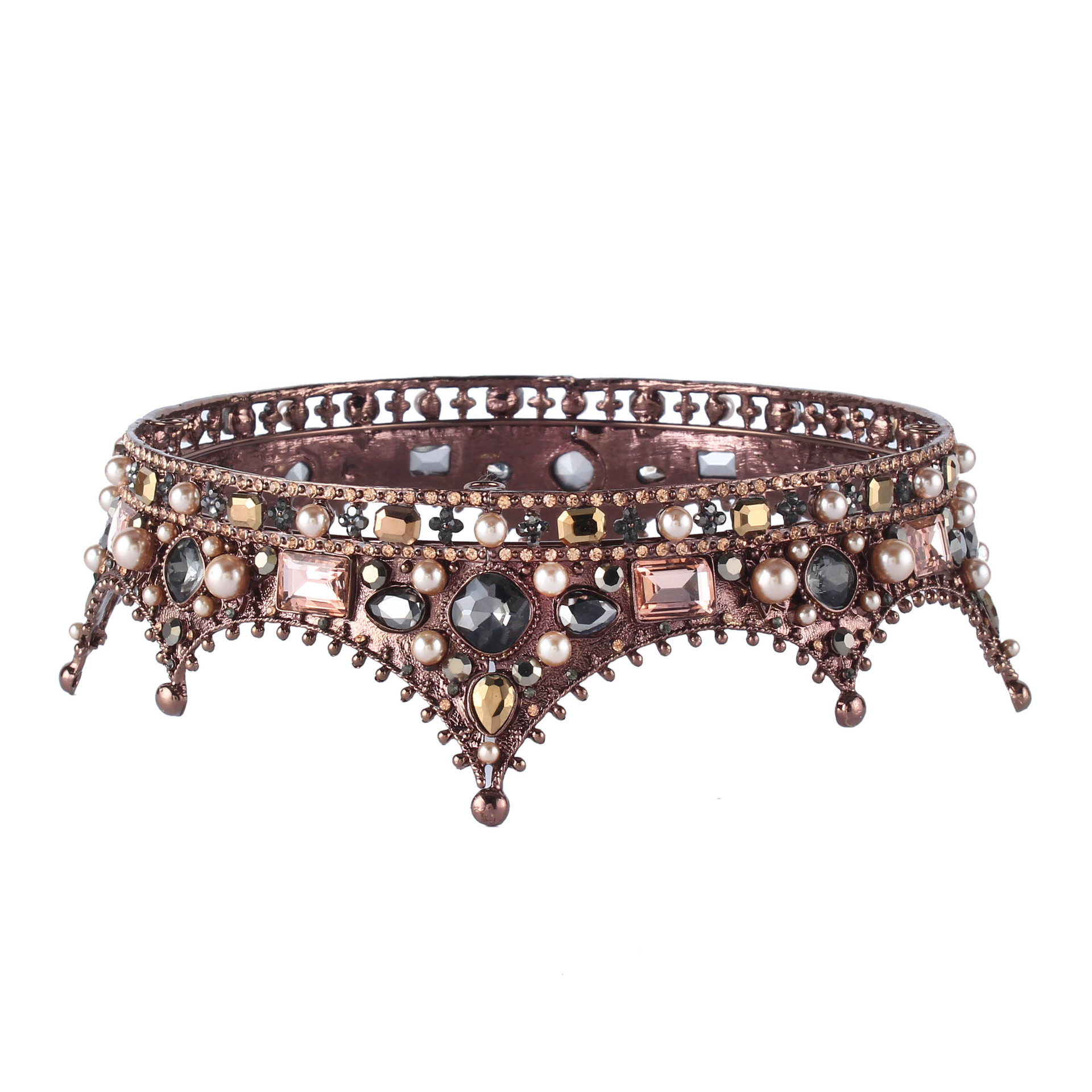 (พร้อมส่ง) มงกุฏผู้ชาย 035 สีน้ำตาลวินเทจ มงกุฎผู้ชาย มงกุฎเจ้าชาย งานสวย ปราณีต QCเพชรทุกเม็ด