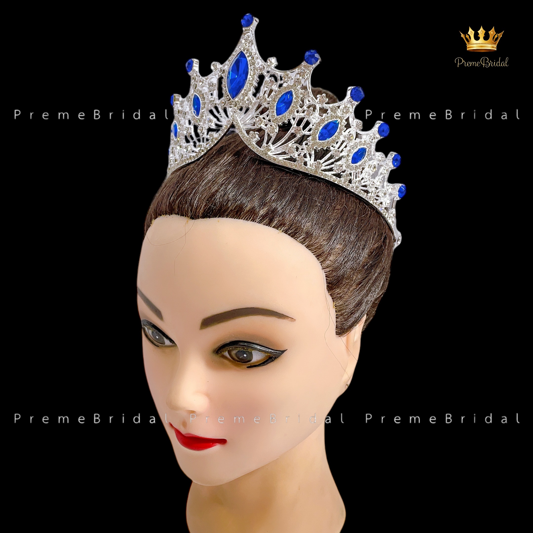 (พร้อมส่ง) เทียร่า 303 สีเงิน-น้ำเงิน มงกุฎนางงาม งานสวย ปราณีต QCเพชรทุกเม็ด สินค้าพร้อมส่งจากไทย