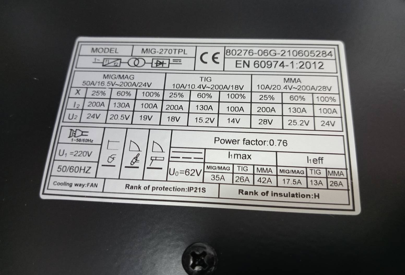 Andeli MIG-270TPL เครื่องเชื่อมเย็น เชื่อมMIG / COLD / PULSE / TIG / MMA