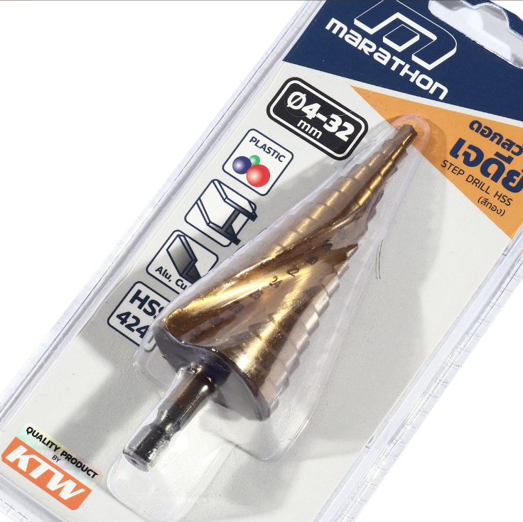 ดอกสว่านเจดีย์ STEP DRILL HSSทอง 4-32mm.MARATHON