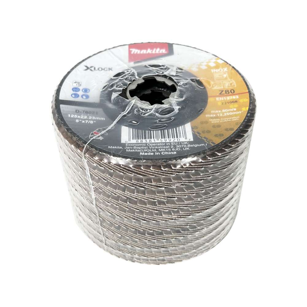 กระดาษทรายซ้อนขัดสเตนเลส 5″xZ80 X-LOCK MAKITA D-76021