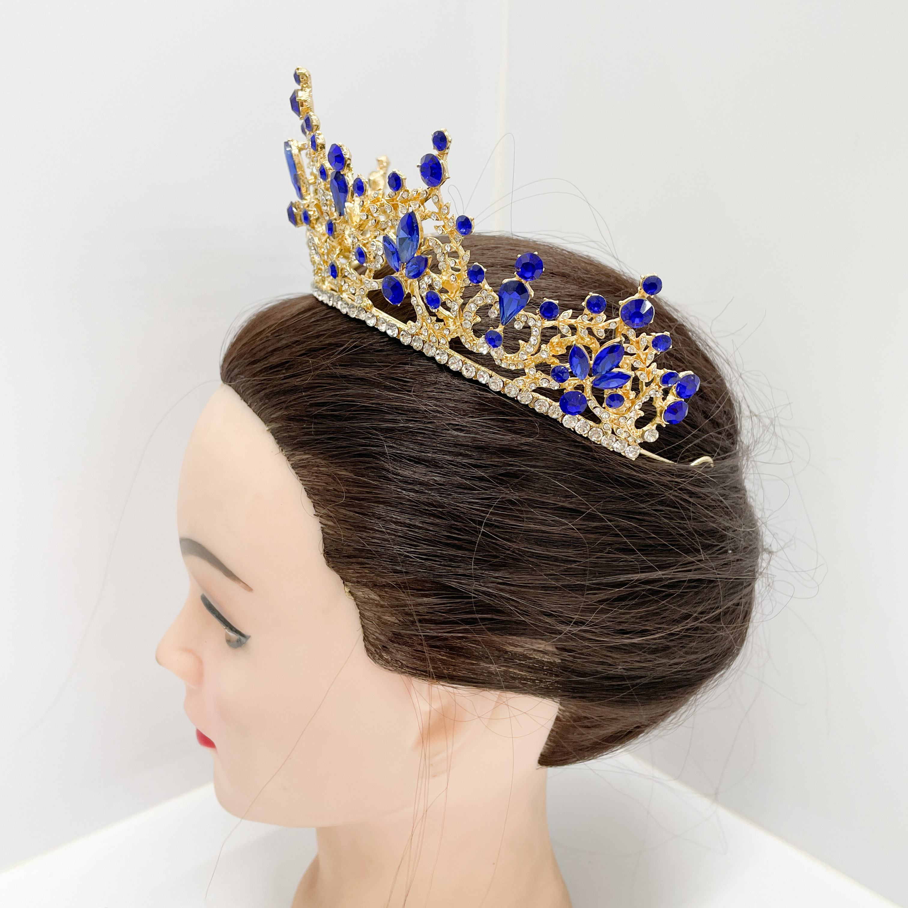 (พร้อมส่ง) เทียร่า 348 สีน้ำเงิน งานสวย ปราณีต QCเพชรทุกเม็ด สินค้าพร้อมส่งจากไทย