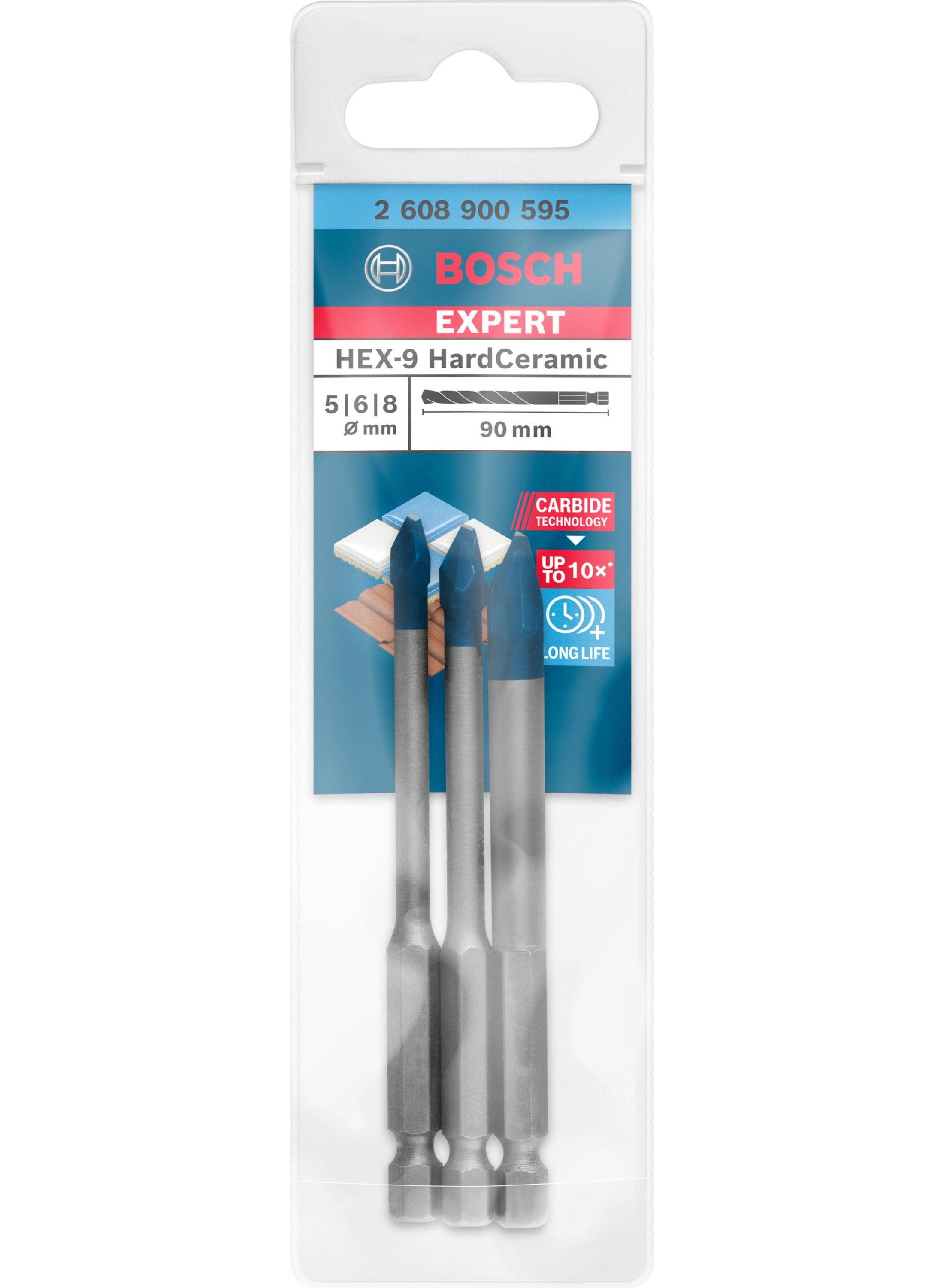 โฮลซอเจาะกระเบื้องแบบหัวธนู 3ชิ้น BOSCH 2608900595